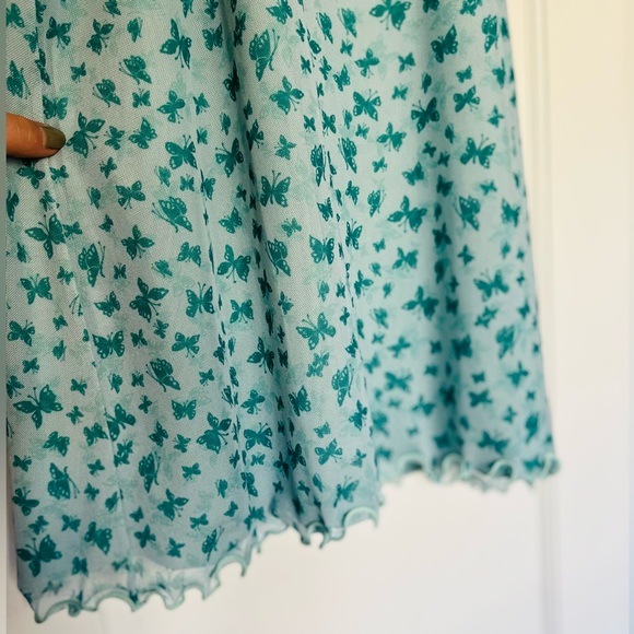 NWT Urban Outfitters Floral Mesh Ruffle Mini Dress - Picture 5 of 7